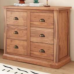 Cabinet Bits Tirolo 6 Drawer Brown Brass Cup Handle Chest of Drawers - Wilko - thumbnail 1