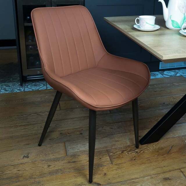 MMT Furniture Designs Set of 2 Tan Bucket Style Dining Chair with Black Legs - Size: 85 x 54.5 x 62.5cm - Brown - Wilko - image 1