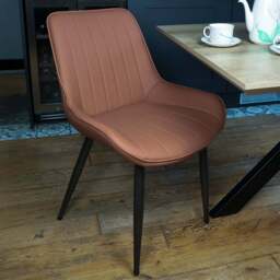 MMT Furniture Designs Set of 2 Tan Bucket Style Dining Chair with Black Legs - Size: 85 x 54.5 x 62.5cm - Brown - Wilko - thumbnail 1
