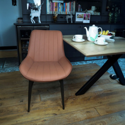 MMT Furniture Designs Set of 2 Tan Bucket Style Dining Chair with Black Legs - Size: 85 x 54.5 x 62.5cm - Brown - Wilko - thumbnail 4