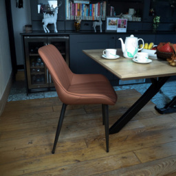 MMT Furniture Designs Set of 2 Tan Bucket Style Dining Chair with Black Legs - Size: 85 x 54.5 x 62.5cm - Brown - Wilko - thumbnail 5