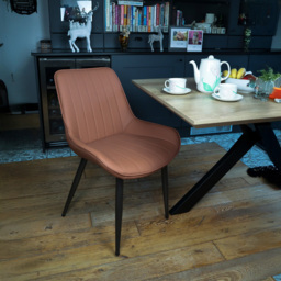 MMT Furniture Designs Set of 2 Tan Bucket Style Dining Chair with Black Legs - Size: 85 x 54.5 x 62.5cm - Brown - Wilko - thumbnail 6