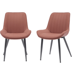 MMT Furniture Designs Set of 2 Tan Bucket Style Dining Chair with Black Legs - Size: 85 x 54.5 x 62.5cm - Brown - Wilko - thumbnail 3