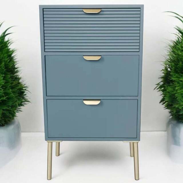 Acacia Home 3 Drawer Blue Wooden Chest of Drawers - Wilko - image 1