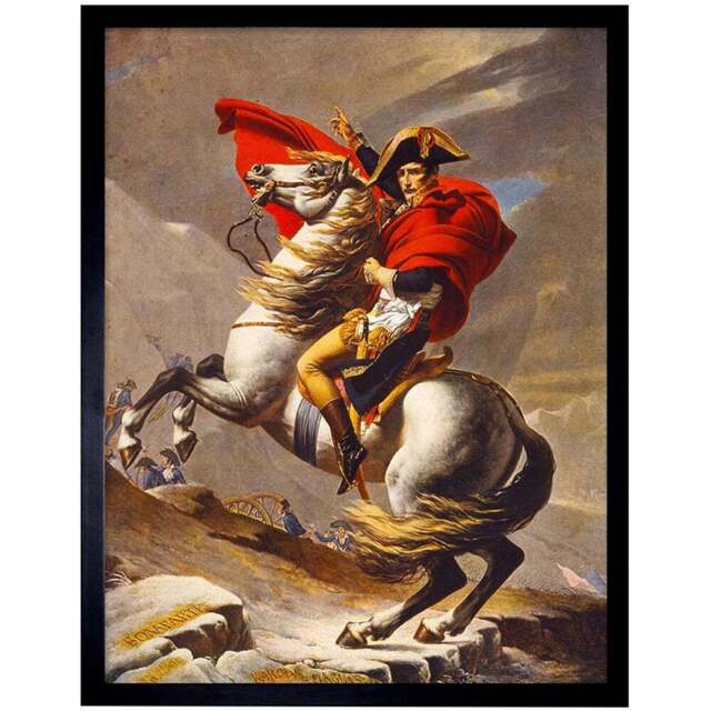 Wee Blue Coo France Emperor Napoleon Bonaparte Alps Horse Framed Wall Art Print 30 x 41cm - Size: 43.3 x 33.3 x 1.5cm - Brown - Wilko - image 1