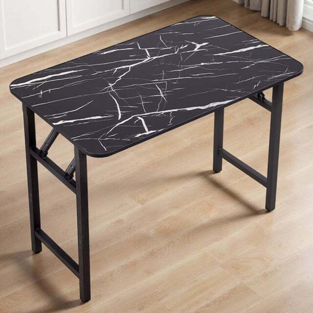 Living and Home 4 Seater Black Marble Foldable Dining Table with Adjustable Feet - Wilko - image 1