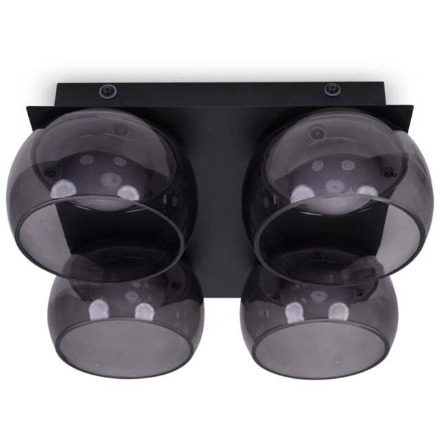 ValueLights Alissa Matt Black LED 4 Way Ceiling Light with Smoked Glass - Wilko - image 1