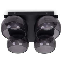 ValueLights Alissa Matt Black LED 4 Way Ceiling Light with Smoked Glass - Wilko - thumbnail 1