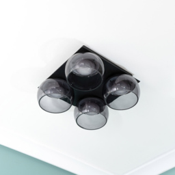 ValueLights Alissa Matt Black LED 4 Way Ceiling Light with Smoked Glass - Wilko - thumbnail 4