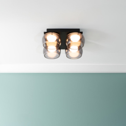 ValueLights Alissa Matt Black LED 4 Way Ceiling Light with Smoked Glass - Wilko - thumbnail 3