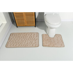Pebble Bath and Pedestal Mat Set - Beige - Wilko - thumbnail 2