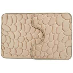 Pebble Bath and Pedestal Mat Set - Beige - Wilko - thumbnail 1