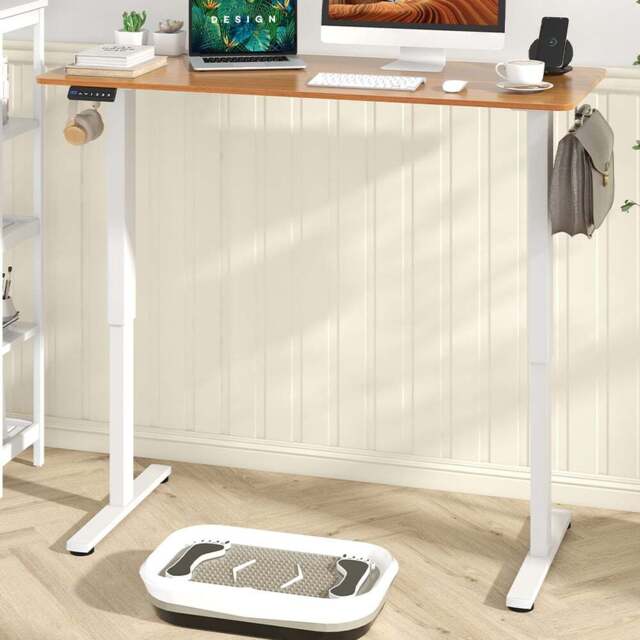 Costway Height Adjustable Electric Standing Desk Natural - Size: 147 x 36 x 18cm - Cream - Wilko