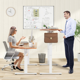 Costway Height Adjustable Electric Standing Desk Natural - Size: 147 x 36 x 18cm - Cream - Wilko - thumbnail 4