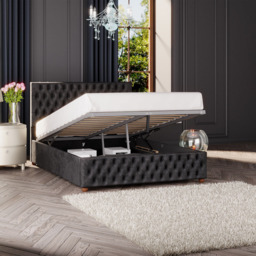 Laurence Llewelyn-Bowen Seren Double Black Mirazzi Velvet Ottoman Bed - Wilko - thumbnail 3