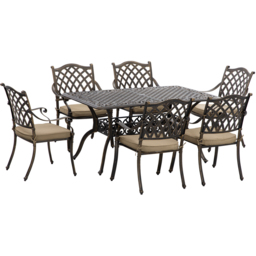 Outsunny 6 Seater Garden Dining Set with Parasol Hole Bronze - Brown - Wilko - thumbnail 3