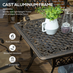 Outsunny 6 Seater Garden Dining Set with Parasol Hole Bronze - Brown - Wilko - thumbnail 5