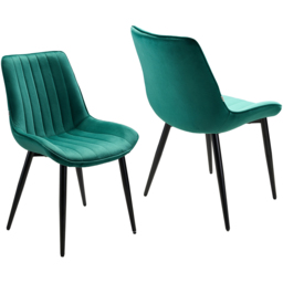 Living and Home Set of 2 Green Velvet Dining Chairs - Wilko - thumbnail 3