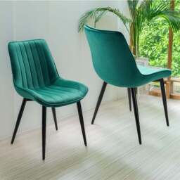 Living and Home Set of 2 Green Velvet Dining Chairs - Wilko
