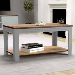 AVF Whitesands Satin Grey and Wood Coffee Table - Size: 50 x 90 x 45cm - Multi - Wilko