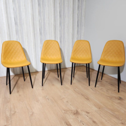 Kosy Koala Set of 4 Mustard Faux Leather Diamond Stitch Dining Chair - Yellow - Wilko