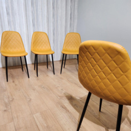 Kosy Koala Set of 4 Mustard Faux Leather Diamond Stitch Dining Chair - Yellow - Wilko - thumbnail 6
