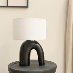 ValueLights Lia White Fabric Drum Shade Black Arch Abstract Ceramic LED Table Lamp - Size: 38.5 x 25 x 25cm - Wilko - thumbnail 4