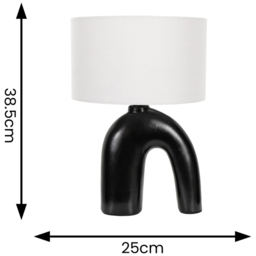 ValueLights Lia White Fabric Drum Shade Black Arch Abstract Ceramic LED Table Lamp - Size: 38.5 x 25 x 25cm - Wilko - thumbnail 5