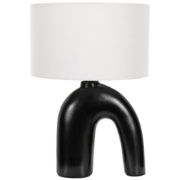 ValueLights Lia White Fabric Drum Shade Black Arch Abstract Ceramic LED Table Lamp - Size: 38.5 x 25 x 25cm - Wilko - thumbnail 1