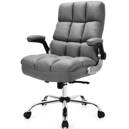 Costway Grey Linen Upholstered Office Chair - Size: 72 x 66 x 47cm - Wilko - thumbnail 3