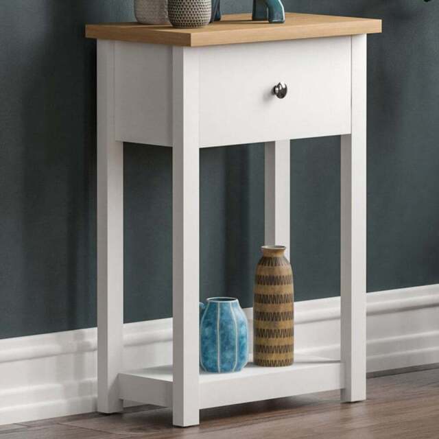 Vida Designs Arlington Single Drawer White and Oak Console Table - Size: 30 x 50 x 74cm - Wilko - image 1