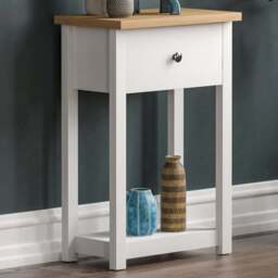 Vida Designs Arlington Single Drawer White and Oak Console Table - Size: 30 x 50 x 74cm - Wilko - thumbnail 1
