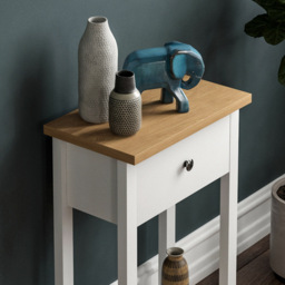 Vida Designs Arlington Single Drawer White and Oak Console Table - Size: 30 x 50 x 74cm - Wilko - thumbnail 4