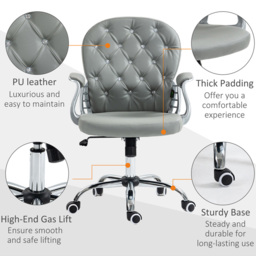 Portland Grey PU Diamante Padded Swivel Office Chair - Size: 103 x 60.5 x 59.5cm - Wilko - thumbnail 6