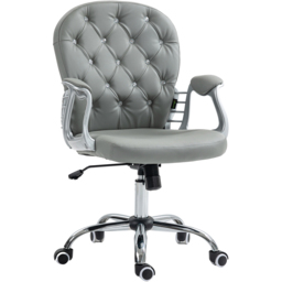 Portland Grey PU Diamante Padded Swivel Office Chair - Size: 103 x 60.5 x 59.5cm - Wilko - thumbnail 3
