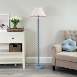 ValueLights Bobbins Pink Scallop Shade Powder Blue LED Floor Lamp - Size: 144 x 39 x 39cm - Wilko - thumbnail 6