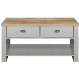 Highgate 2 Drawer Grey and Oak Coffee Table - Size: 53 x 99 x 50cm - Birlea - Wilko - thumbnail 3