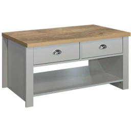 Highgate 2 Drawer Grey and Oak Coffee Table - Size: 53 x 99 x 50cm - Birlea - Wilko - thumbnail 5