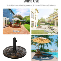 Outsunny Bronze Tone Round Parasol Base 13kg - Size: Single - Brown - Wilko - thumbnail 7