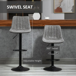Portland Grey Microfibre Height Adjustable Swivel Bar Stool Set of 2 - Wilko - thumbnail 5