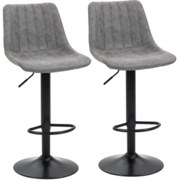 Portland Grey Microfibre Height Adjustable Swivel Bar Stool Set of 2 - Wilko - thumbnail 3