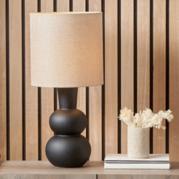 Pacific Lifestyle Aaliyah Black Curved Bottle Ceramic Table Lamp - Wilko - thumbnail 3