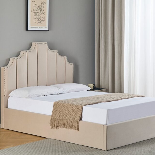 Lipton Ottoman Bed - Cream/Double - Wilko - image 1