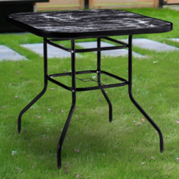Living and Home Black Tempered Glass Square Marble Coffee Table - Grey - Wilko - thumbnail 1
