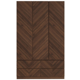 GFW Catania 3 Door 4 Drawer Royal Walnut Wood Wardrobe - Size: 3 Door, 4 Drawer - Brown - Wilko - thumbnail 3