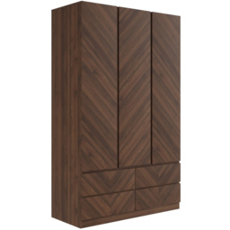 GFW Catania 3 Door 4 Drawer Royal Walnut Wood Wardrobe - Size: 3 Door, 4 Drawer - Brown - Wilko - thumbnail 5