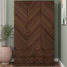 GFW Catania 3 Door 4 Drawer Royal Walnut Wood Wardrobe - Size: 3 Door, 4 Drawer - Brown - Wilko