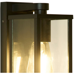 Lighting Collection Black and Clear Glass Traditional Lantern Wall Light - Size: 33 x 16 x 20cm - Sand Black - Wilko - thumbnail 5
