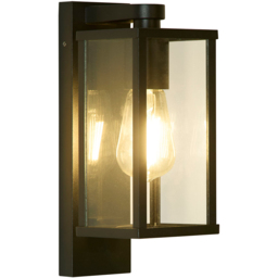 Lighting Collection Black and Clear Glass Traditional Lantern Wall Light - Size: 33 x 16 x 20cm - Sand Black - Wilko - thumbnail 4