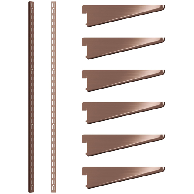 Rothley Antique Copper Twin Slot Shelving Kit 10.5 inch Brackets and 78 inch Uprights - Size: 205 x 7 x 11cm - Gold - Wilko - image 1